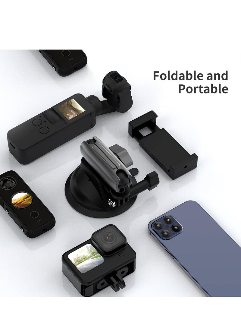 TELESIN Action Camera Universal Suction Cup Mount 360 Degree Rotatable for GoPro, Insta360, DJI Osmo Action, Osmo Pocket and Mobile Phone - Image 5