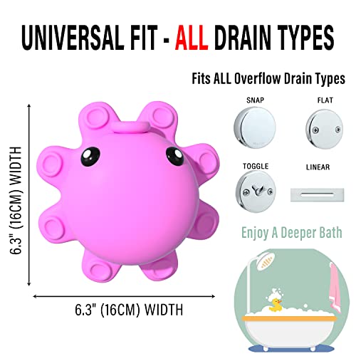Abalter Bathtub Overflow Drain Cover - Tub Overflow Drain Cover, Soak Bath, Spa Accessories - Adds Inches of Water for Deeper Bath (Silicone, Hot Pink) - Image 3