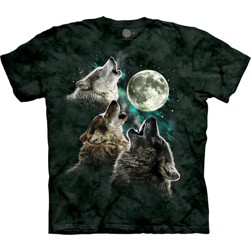 The Mountain Three Wolf Moon T-Shirt – Funny Graphic Tee, Howling Wolf Pack T Shirt | Wolves Print Shirts for Men, Green, S - Image 1