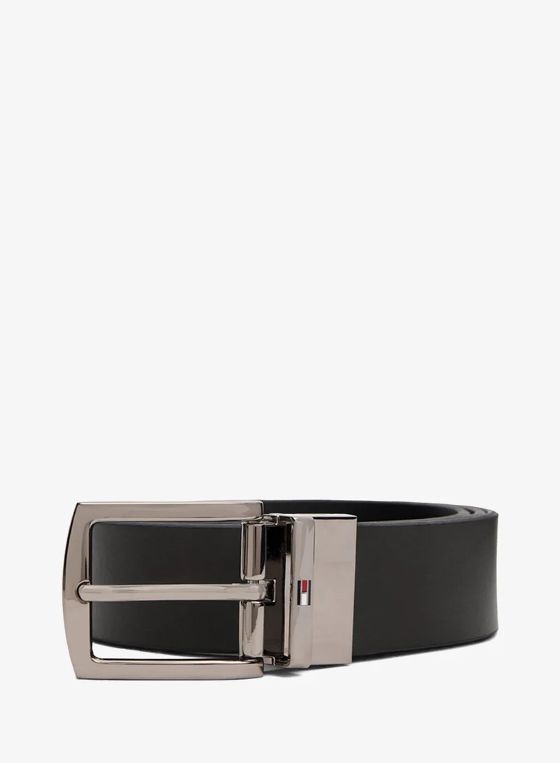TOMMY HILFIGER Flag Rectangular Buckle Reversible Leather Belt