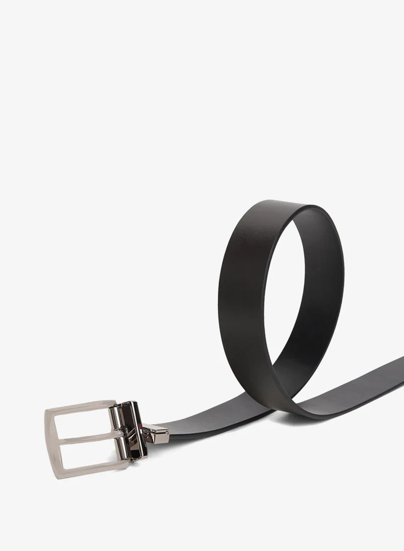TOMMY HILFIGER Flag Rectangular Buckle Reversible Leather Belt