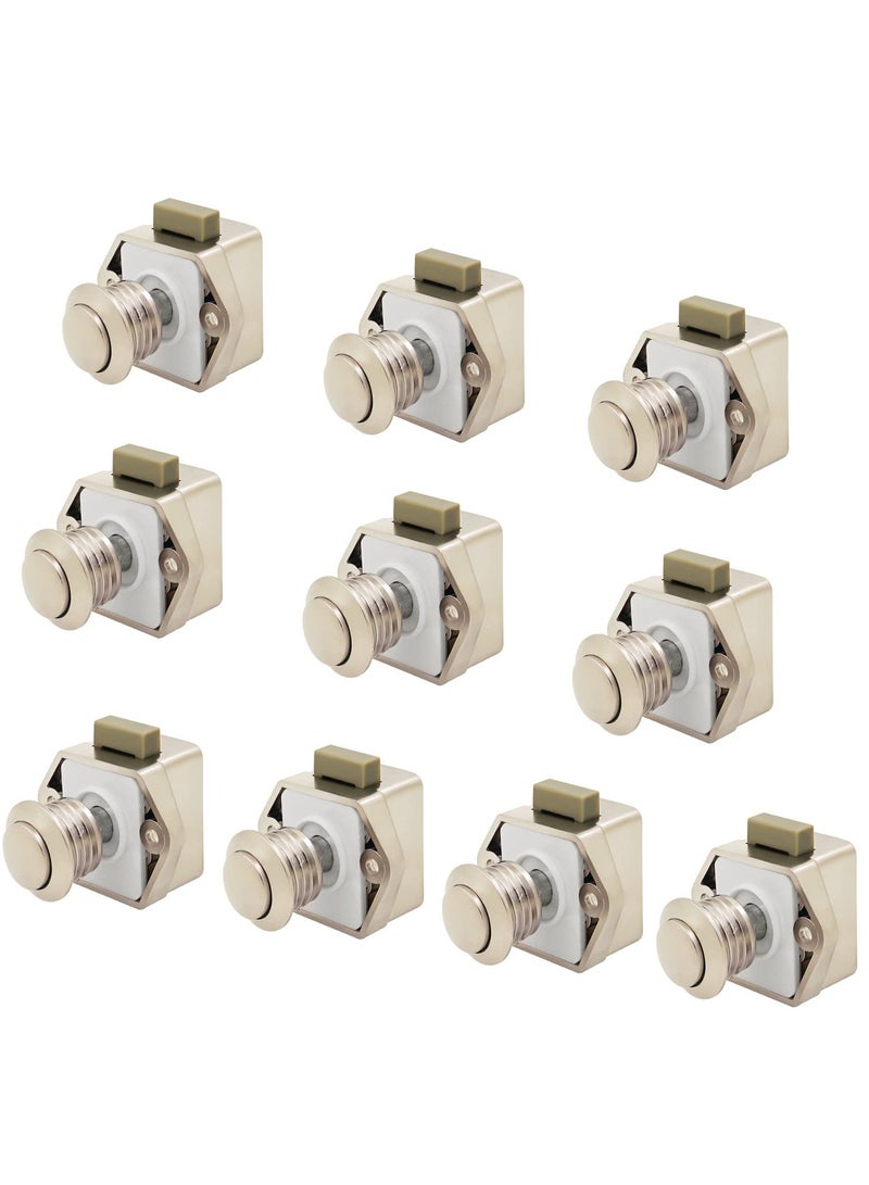 SYOSI Keyless Push Cabinet Locks, 10 Packs Push Button Cabinet Knobs Keyless Push Button, Metal Push Button Cabinet Door Latch for RV Yachts Motorhome Camper Caravan - Image 1