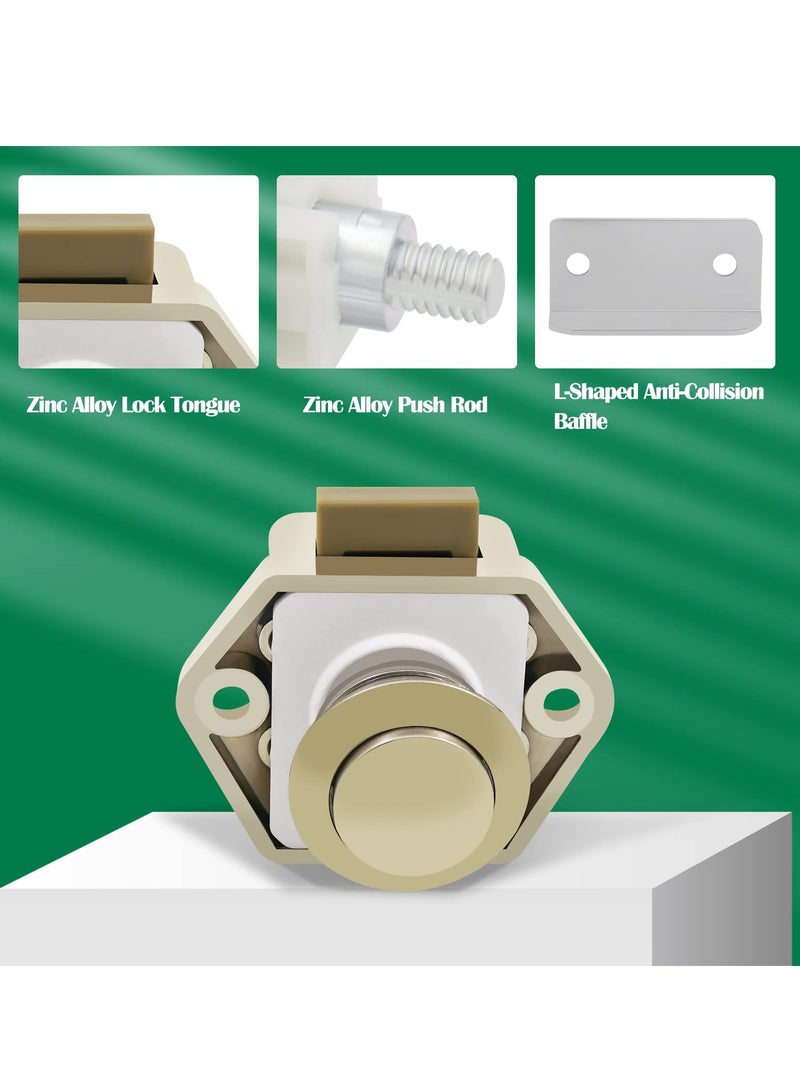 SYOSI Keyless Push Cabinet Locks, 10 Packs Push Button Cabinet Knobs Keyless Push Button, Metal Push Button Cabinet Door Latch for RV Yachts Motorhome Camper Caravan - Image 5