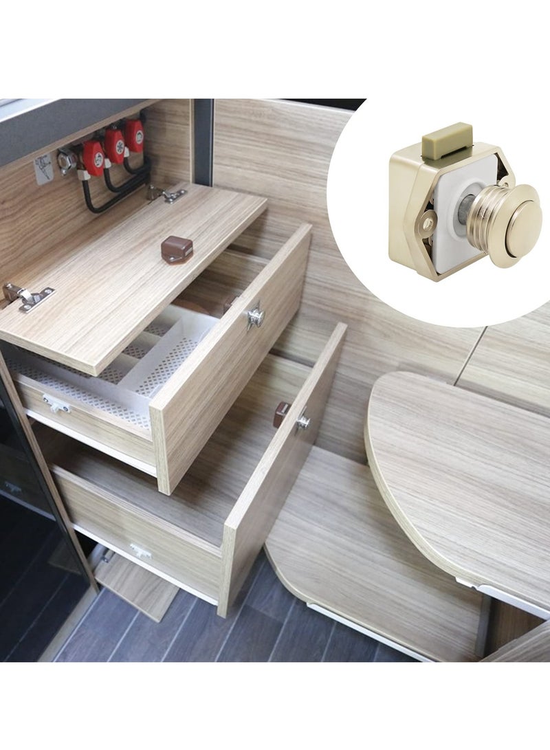 SYOSI Keyless Push Cabinet Locks, 10 Packs Push Button Cabinet Knobs Keyless Push Button, Metal Push Button Cabinet Door Latch for RV Yachts Motorhome Camper Caravan - Image 2