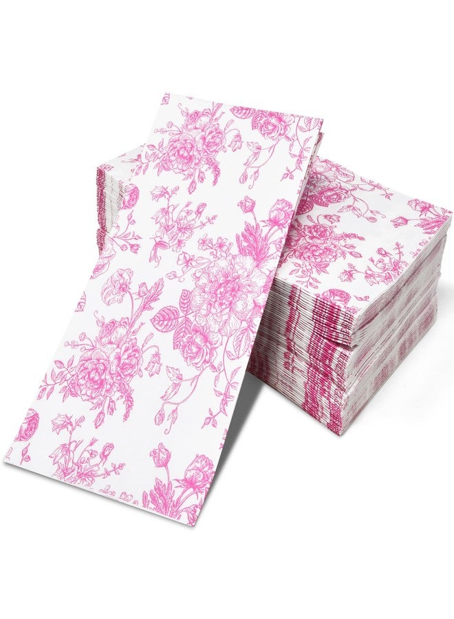 Gift Boutique 100 Pcs Pink & White Floral Guest Napkins Toile Blossom Flowers Disposable Paper Hand Towel Napkin for Summer Spring Birthday Party Supplies - Image 5