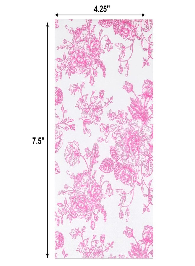 Gift Boutique 100 Pcs Pink & White Floral Guest Napkins Toile Blossom Flowers Disposable Paper Hand Towel Napkin for Summer Spring Birthday Party Supplies - Image 2