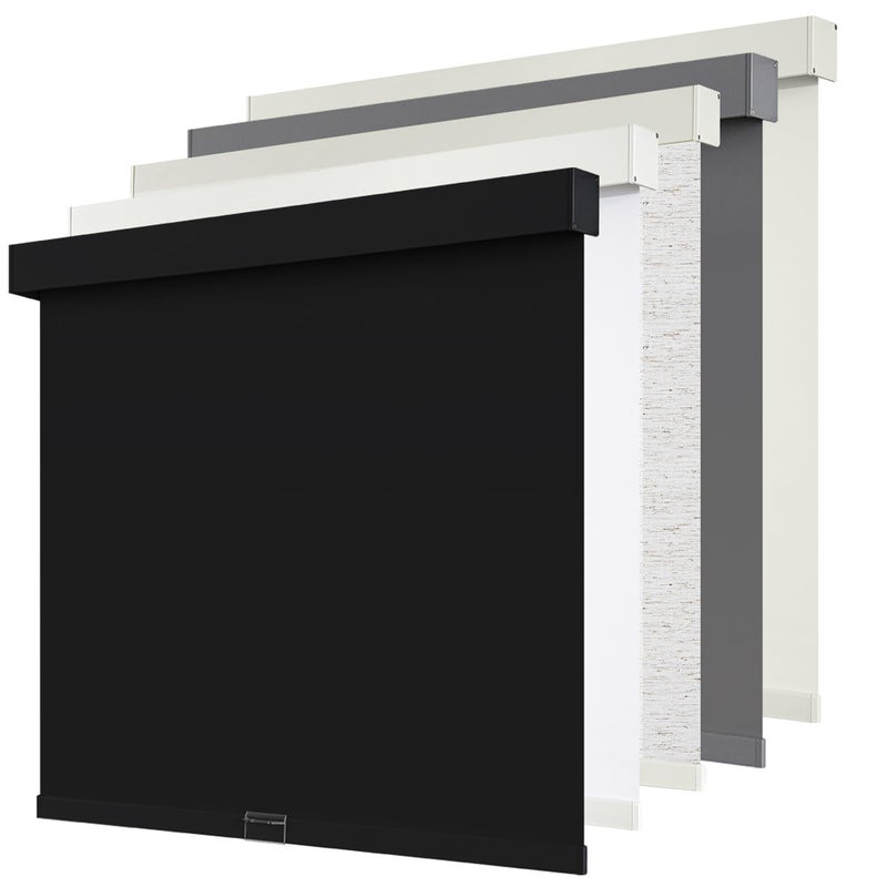 SUNOFF Cordless Blackout Roller Shades Blinds for Windows Free-Stop,Pull Down Room Darkening with Valance,Thermal Insulated Woven Fabric Window Door Blinds for Home,Office,Black 20" W x 72" H - Image 1