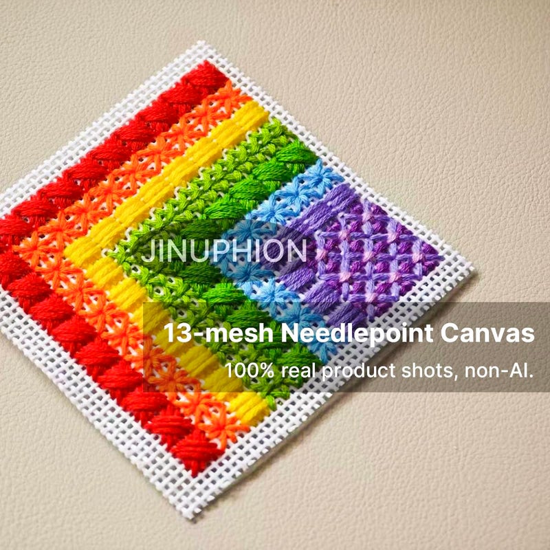 JINUPHION Needlepoint Canvas, 13-Mesh, 20" X 17", Beige Needlepoint Canvas Embroidery Blank Cloth - Image 2