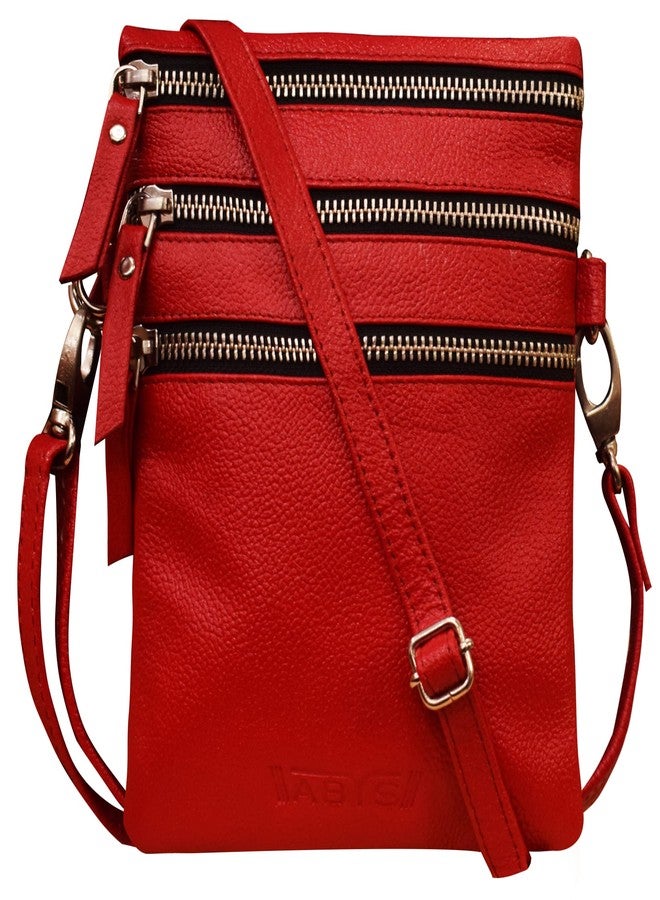 ABYS Genuine Leather Red Sling & Cross-Body Bags For Men And Women - Image 1