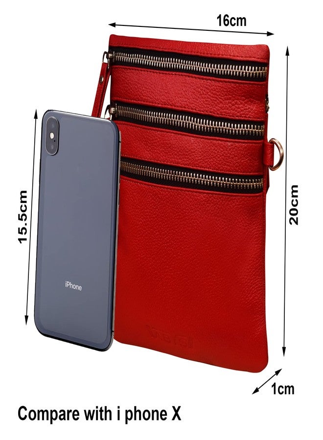 ABYS Genuine Leather Red Sling & Cross-Body Bags For Men And Women - Image 2