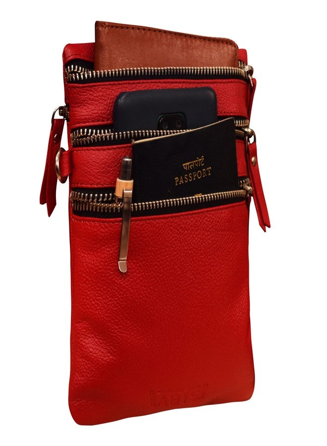 ABYS Genuine Leather Red Sling & Cross-Body Bags For Men And Women - Image 5