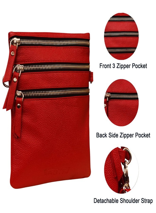 ABYS Genuine Leather Red Sling & Cross-Body Bags For Men And Women - Image 3