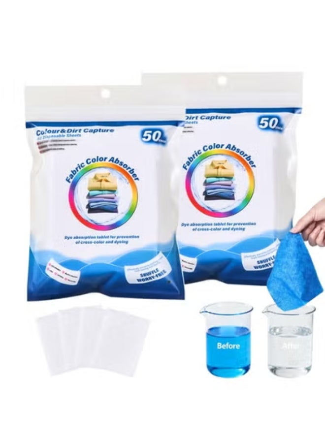 100PCS Color Catcher Sheets for Laundry, Dye Catcher Sheets Prevent Color Transfer & Clothes Staining, Super Absorbent Laundry Color Trapping Sheets for Washing Machine, Fragrance Free Anti Bleeding Sheets for Mixed Wash, Home Daily Laundry Use - Image 1