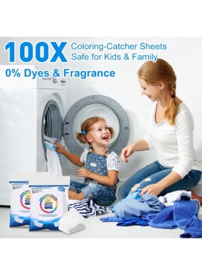 100PCS Color Catcher Sheets for Laundry, Dye Catcher Sheets Prevent Color Transfer & Clothes Staining, Super Absorbent Laundry Color Trapping Sheets for Washing Machine, Fragrance Free Anti Bleeding Sheets for Mixed Wash, Home Daily Laundry Use - Image 4