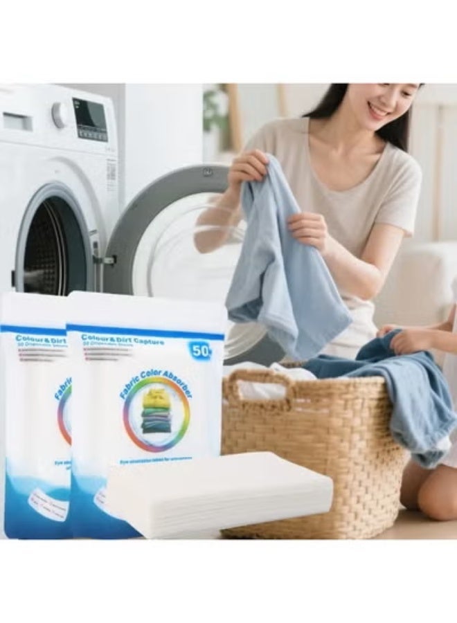 100PCS Color Catcher Sheets for Laundry, Dye Catcher Sheets Prevent Color Transfer & Clothes Staining, Super Absorbent Laundry Color Trapping Sheets for Washing Machine, Fragrance Free Anti Bleeding Sheets for Mixed Wash, Home Daily Laundry Use - Image 3