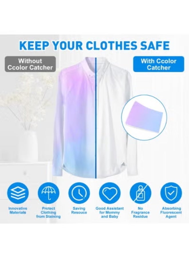 100PCS Color Catcher Sheets for Laundry, Dye Catcher Sheets Prevent Color Transfer & Clothes Staining, Super Absorbent Laundry Color Trapping Sheets for Washing Machine, Fragrance Free Anti Bleeding Sheets for Mixed Wash, Home Daily Laundry Use - Image 2