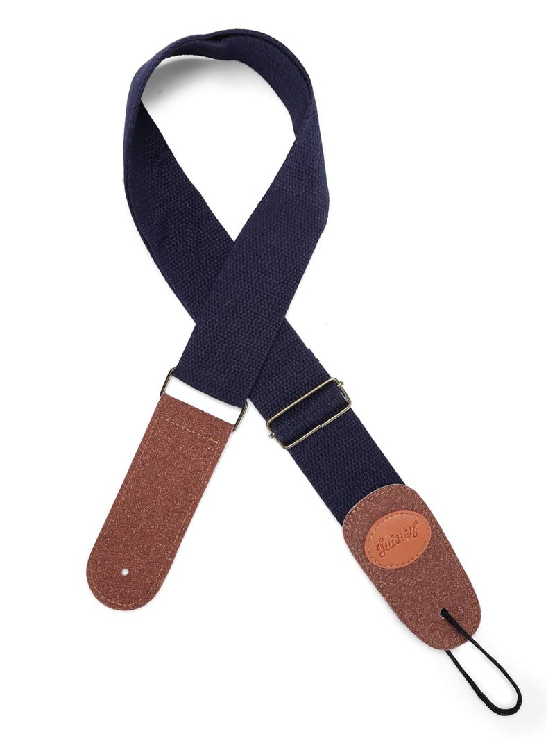 Juarez JRGST100BL Adjustable Guitar Strap For Electric/Acoustic Guitar/Bass - Soft Strap with PU Leather Ends Dark Blue - Image 3