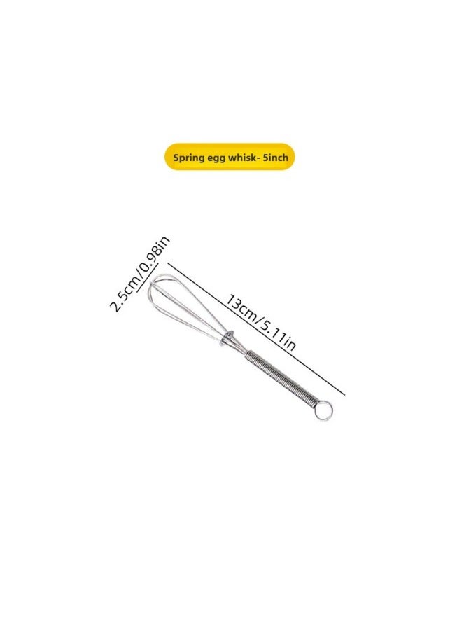 Generic A Generation Of Stainless Steel Manual Egg Beater Household Semi-automatic Hand-held Milk Foam Spring Mixing Baking Tool-Color:5 Inches 13cm (silver)  - Image 1