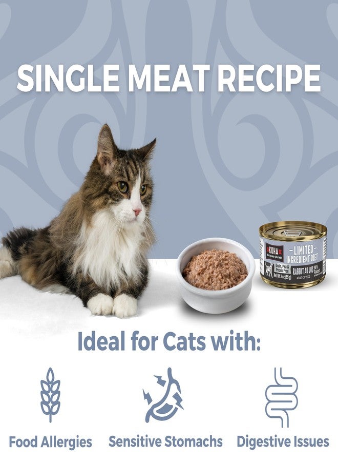 KOHA Limited Ingredient Diet Rabbit Pate for Cats - Single Meat Wet Cat Food for Sensitive Stomachs - *New Batch 2025, Improved, Smooth Texture* - Pate Cat Food, No Fillers - 3oz Pack of 24 - Image 3