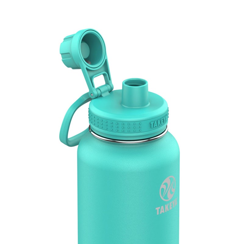 Takeya Actives Water Bottle with Spout Lid - Bottle with Double Stainless Steel Insulation - Dishwasher Safe & BPA-Free - Bottle with Spout Lid & Removable Bumper - 32 oz, Teal - Image 2