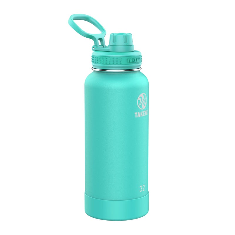Takeya Actives Water Bottle with Spout Lid - Bottle with Double Stainless Steel Insulation - Dishwasher Safe & BPA-Free - Bottle with Spout Lid & Removable Bumper - 32 oz, Teal - Image 1