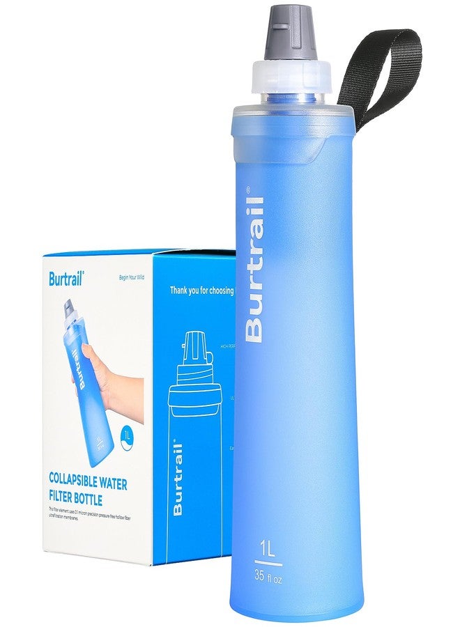 Burtrail 1.0L Collapsible Water Filter Bottle, BPA-Free Ultralight & Durable Squeeze Bottle with 42mm Filter Cap Cartridge, Filtered Water Bottle for Camping, Hiking, Backpacking, Survival & Travel - Image 1