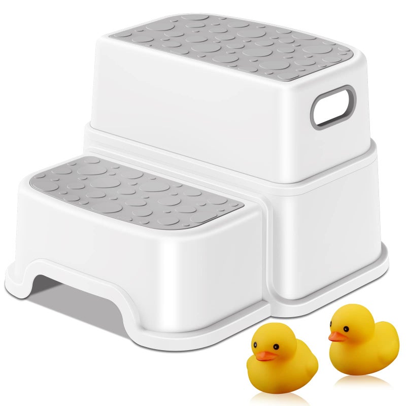 AJVV Toddler Step Stool,2 Step Stools for Kids with Anti-Slip Surface and Rubber Bottom, Kids Step Stool Poop Stool for Toilet Potty Training, Bathroom, Kitchen(Include 2 Ducks) - Image 1