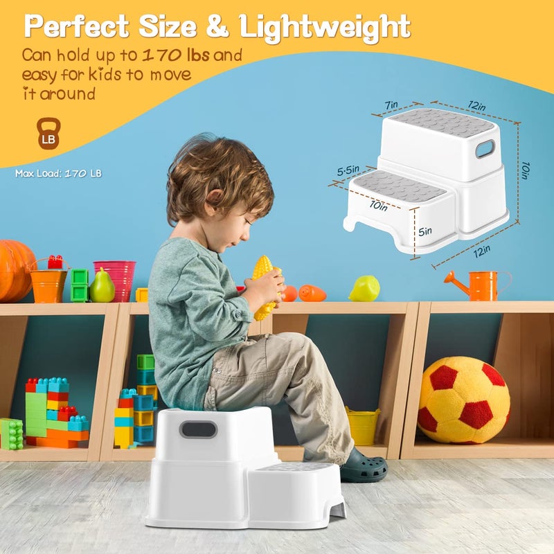 AJVV Toddler Step Stool,2 Step Stools for Kids with Anti-Slip Surface and Rubber Bottom, Kids Step Stool Poop Stool for Toilet Potty Training, Bathroom, Kitchen(Include 2 Ducks) - Image 4