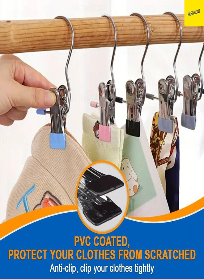 Karomouj K734 Multifunctional Heavy-Duty Laundry Hanging Hooks with Clips, Portable Metal Drying Clothespins for Closet Organization (Pack of 6) - Image 4