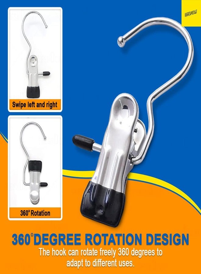 Karomouj K734 Multifunctional Heavy-Duty Laundry Hanging Hooks with Clips, Portable Metal Drying Clothespins for Closet Organization (Pack of 6) - Image 5