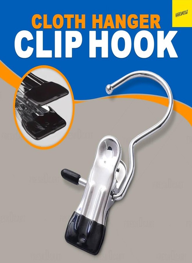 Karomouj K734 Multifunctional Heavy-Duty Laundry Hanging Hooks with Clips, Portable Metal Drying Clothespins for Closet Organization (Pack of 6) - Image 2