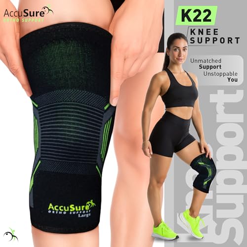 AccuSure Bamboo Knee Cap for Pain Relief, Arthritis & Sports | Anti-Skid, Anti-Sweat Compression Sleeve for Men & Women | Breathable Support for Gym, Running | Unisex, Large - Image 2