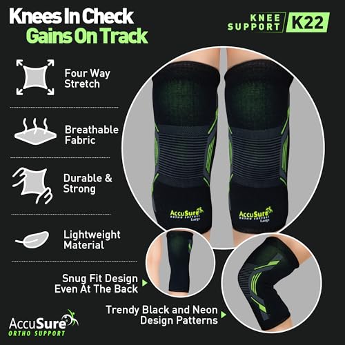AccuSure Bamboo Knee Cap for Pain Relief, Arthritis & Sports | Anti-Skid, Anti-Sweat Compression Sleeve for Men & Women | Breathable Support for Gym, Running | Unisex, Large - Image 3