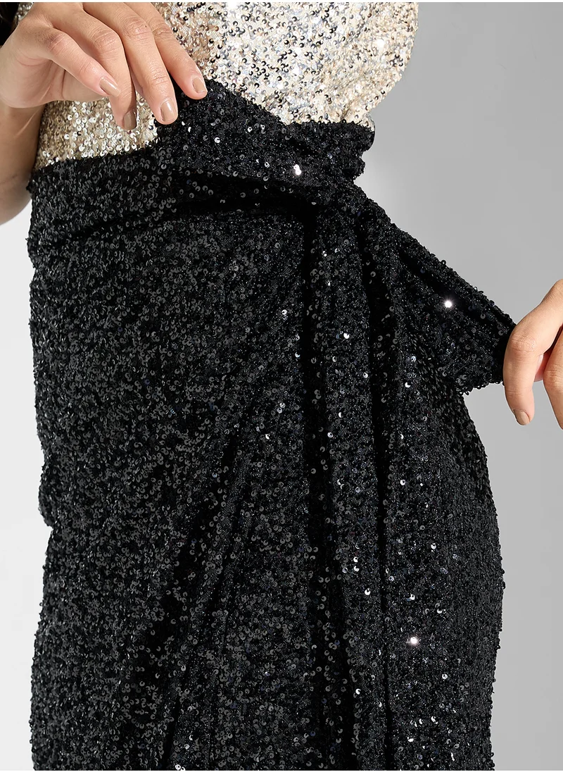 Never fully Dressed Sequin Wrap Skirt