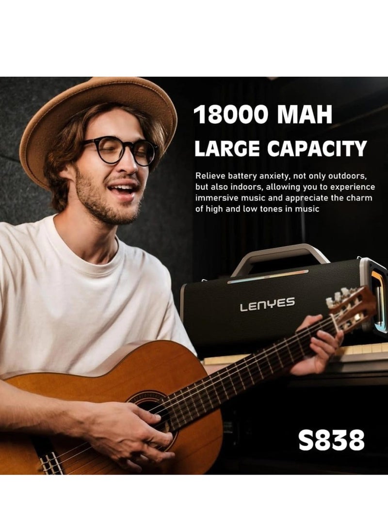 Lenyes S838 Wireless Speaker with Bluetooth 5.0，360° surround sound effect Diaphragm on both sides，Support Bluetooth, TF card, USB drive, AUX,TWS,and instrument direct connection - pzsku/Z4EBE17300442330C7FE9Z/45/_/1722256027/71743993-a1d9-4553-924d-4e76526c01cd