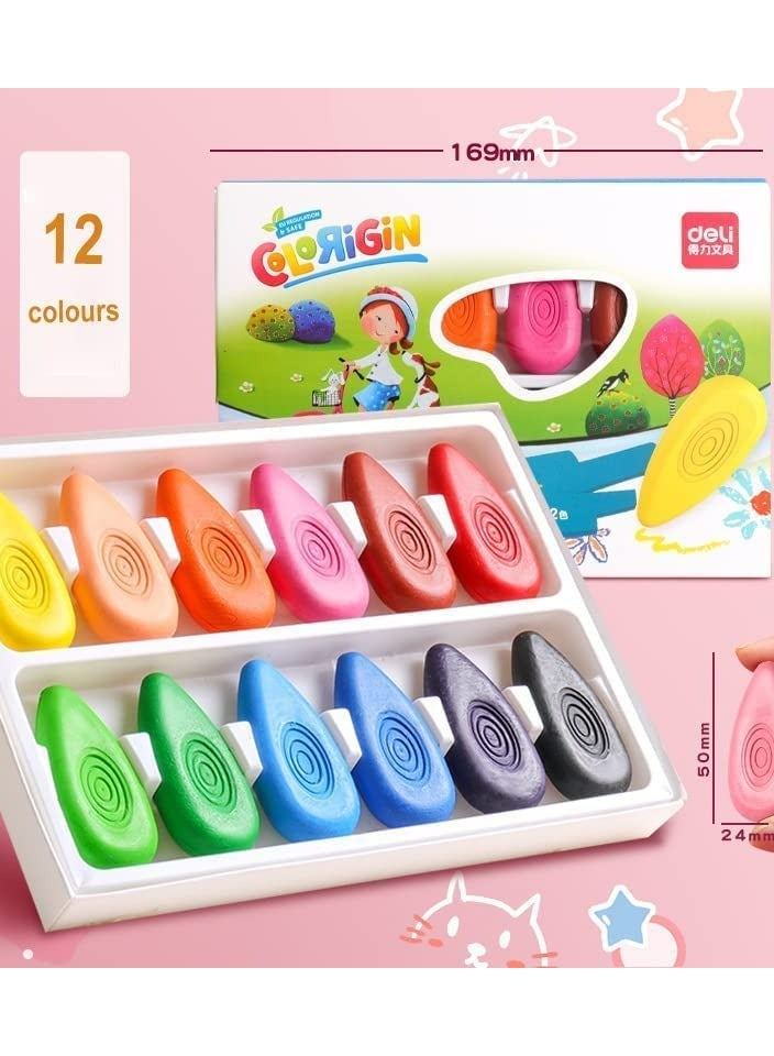 Excefore Drop Crayons For Toddlers 12 Colors Washable Crayons Water-Drop Shape Crayons Bulk for Kids Non-Toxic Crayons Safe for Babies and Children Aged 3+ Coloring Crayons Box for School & Art Supplies - Image 3