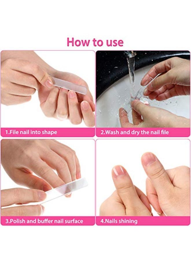 Mudder - 8 Pieces Nano Glass Nail Shiner Glass Nail Files Crystal Nail Shine Buffer Polisher With Case For Natural Nails (Black And White) - Image 1