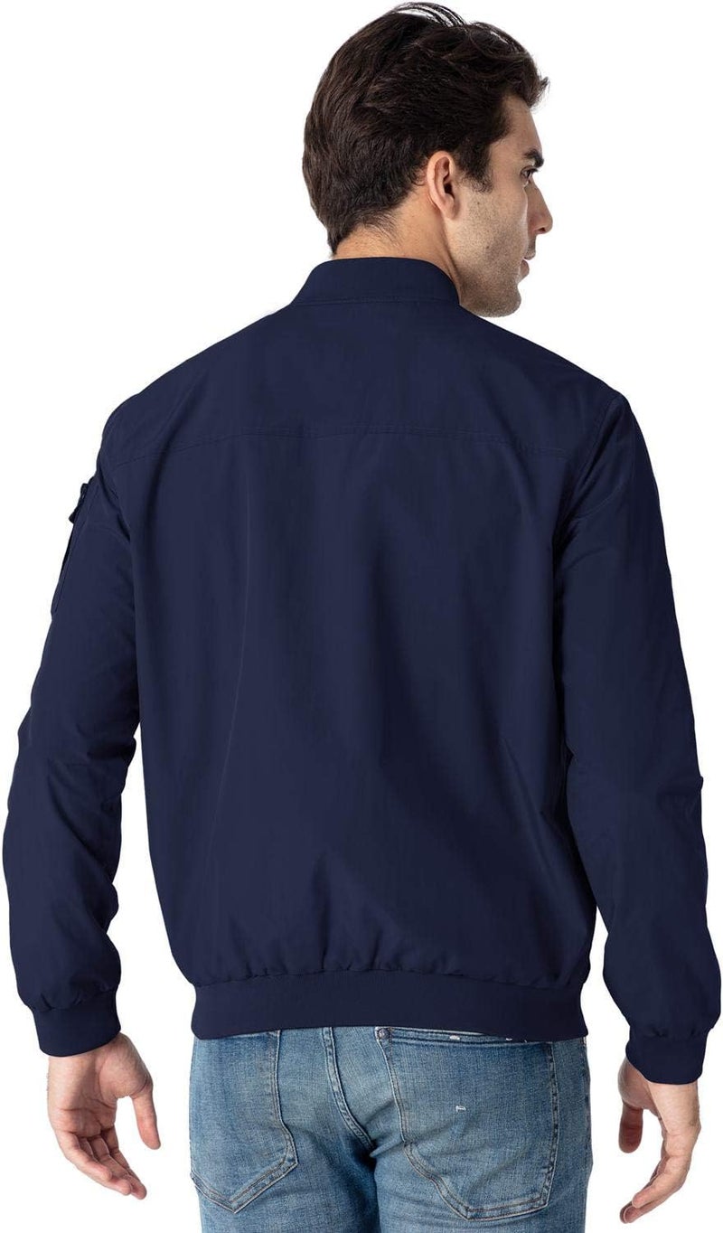 Rdruko Men's Lightweight Bomber Jacket - Windproof Casual Fashion Windbreaker (Navy) - Image 2
