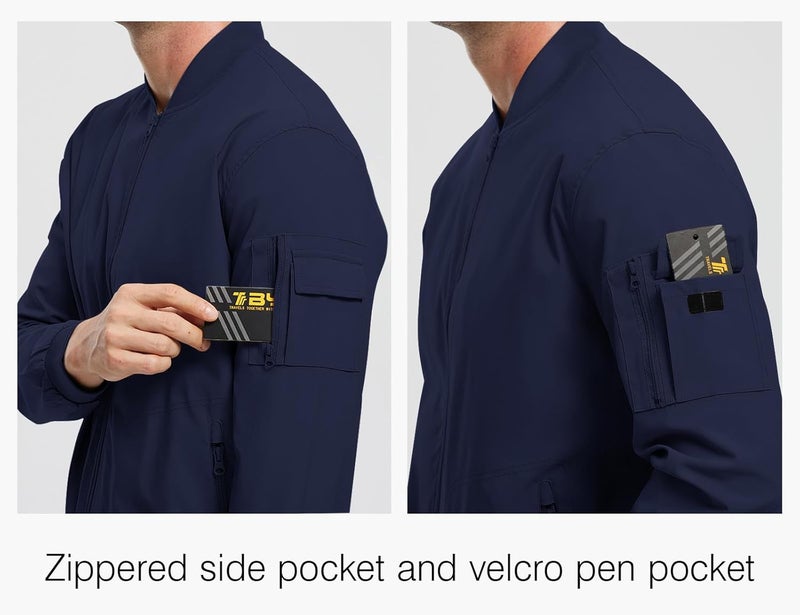 Rdruko Men's Lightweight Bomber Jacket - Windproof Casual Fashion Windbreaker (Navy) - Image 5