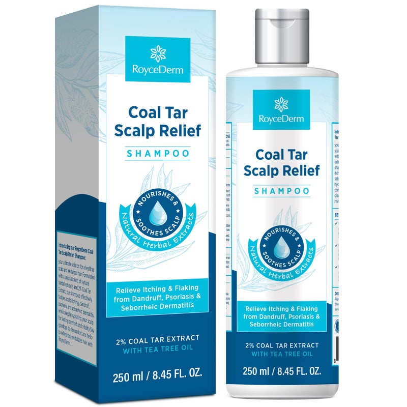 RoyceDerm Coal Tar Dandruff Shampoo Extra Strength 2 Coal Tar Extract Medicated Gel for Rapid Scalp Hair Relief targets dandruff psoriasis and seborrheic dermatitis  Hydrating  Natural Fragrance