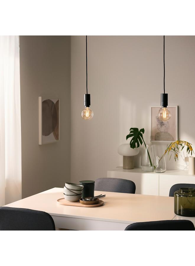 زبون مصباح معلق مع لمبة، أسود/أبيض دافئ ذكي - Image 3