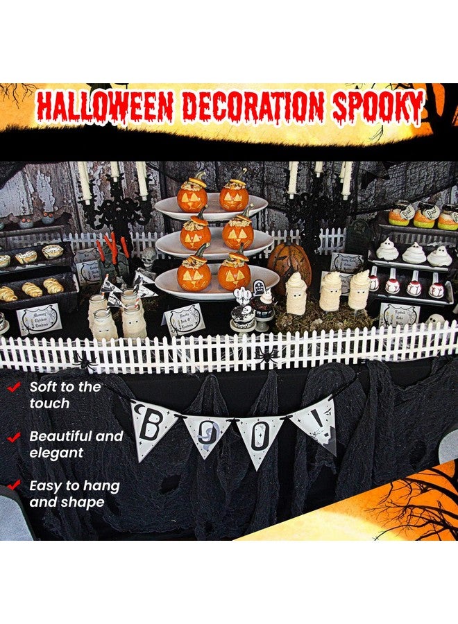 DealKits DealKits [2 PACKS] Halloween Creepy Cloth, Spooky Giant (48 x 240 in.) Cheese Cloth Tapestry for Halloween Party Supplies Decorations Outdoor Yard Home Wall Decor, Black  - Image 4
