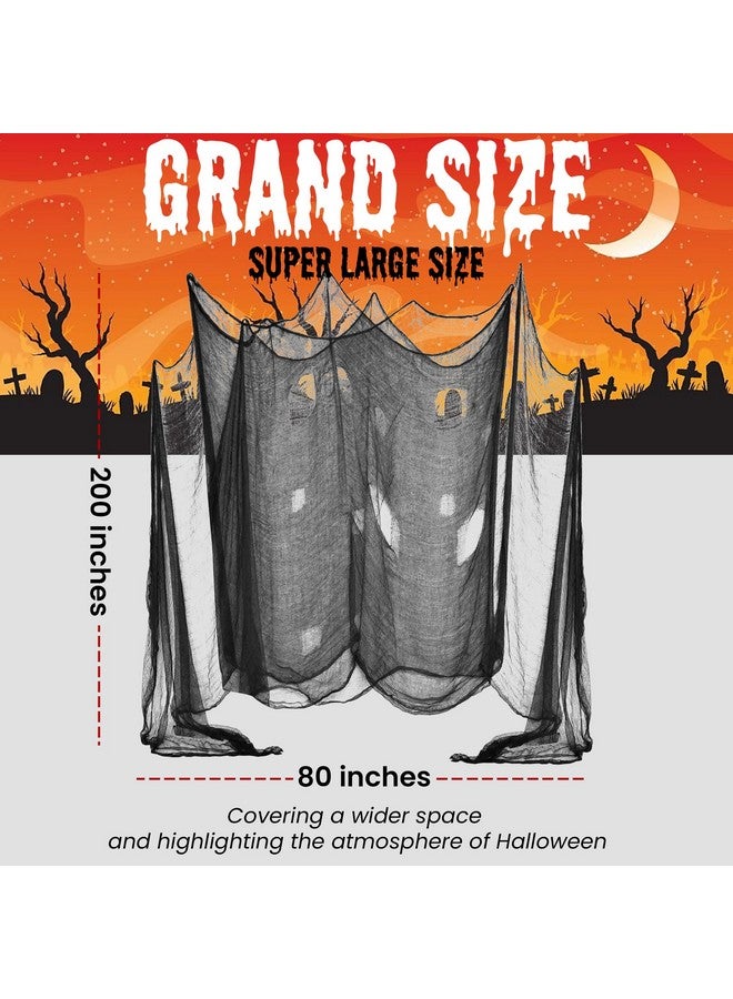DealKits DealKits [2 PACKS] Halloween Creepy Cloth, Spooky Giant (48 x 240 in.) Cheese Cloth Tapestry for Halloween Party Supplies Decorations Outdoor Yard Home Wall Decor, Black  - Image 1