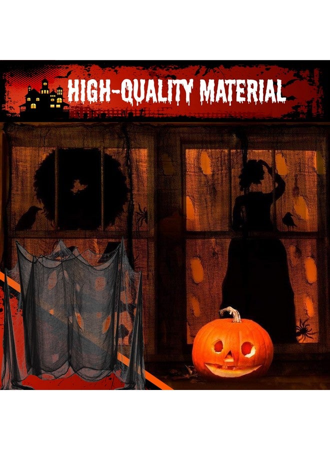 DealKits DealKits [2 PACKS] Halloween Creepy Cloth, Spooky Giant (48 x 240 in.) Cheese Cloth Tapestry for Halloween Party Supplies Decorations Outdoor Yard Home Wall Decor, Black  - Image 2