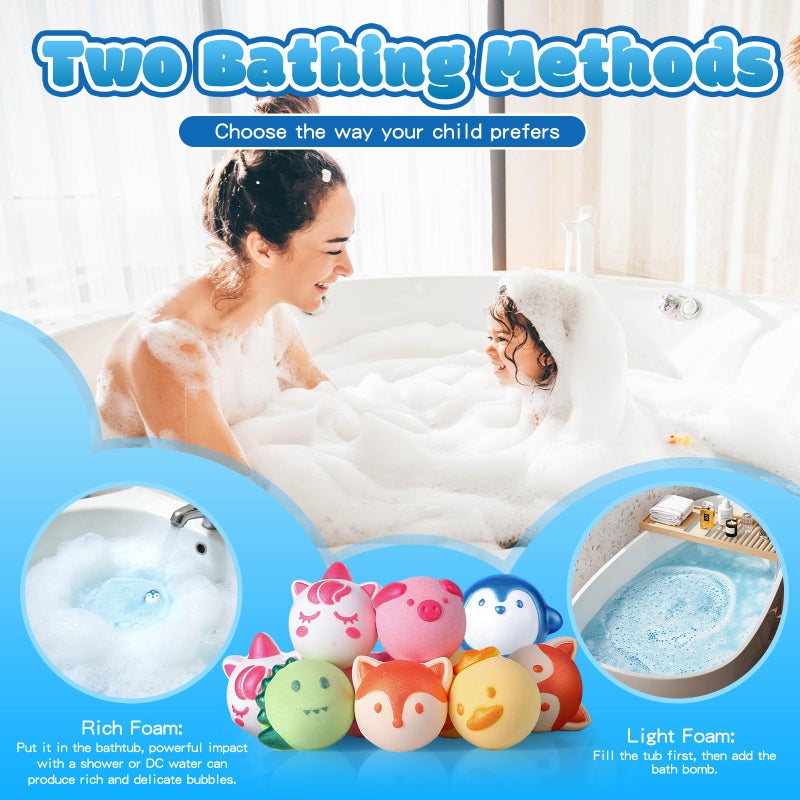 Aofmee Bath Bombs for Kids, 12 Pcs Kids Bath Bombs with Essential Oil, 6 Animal Shapes and Fruity Aroma, Natural Organic Spa Gift Set for Boys Girls, Birthday Christmas Halloween - Image 2