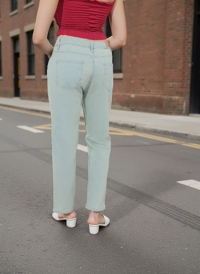 Freehand  Women Straight Fit Solid Mid Rise Jeans  | Best Price UAE