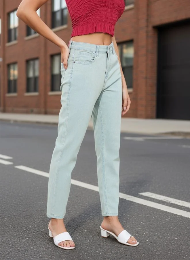 Freehand  Women Straight Fit Solid Mid Rise Jeans  | Best Price UAE
