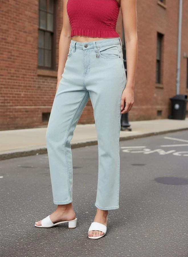 Freehand  Women Straight Fit Solid Mid Rise Jeans  | Best Price UAE