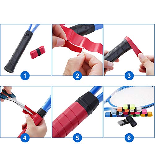 Pangda 12 Pieces Tennis Racket Badminton Racket Grip Tape Overgrips for Anti-Slip and Sweat Absorbent Grip (Black, 12 Pieces) - Image 4