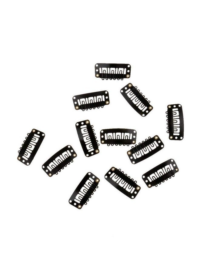 Stylazo 12Pcs U Shape Snap Clip For Hair Extension Weft Wigs 32mm- Black Tic Tac Clips for Hair Extensions - Image 1
